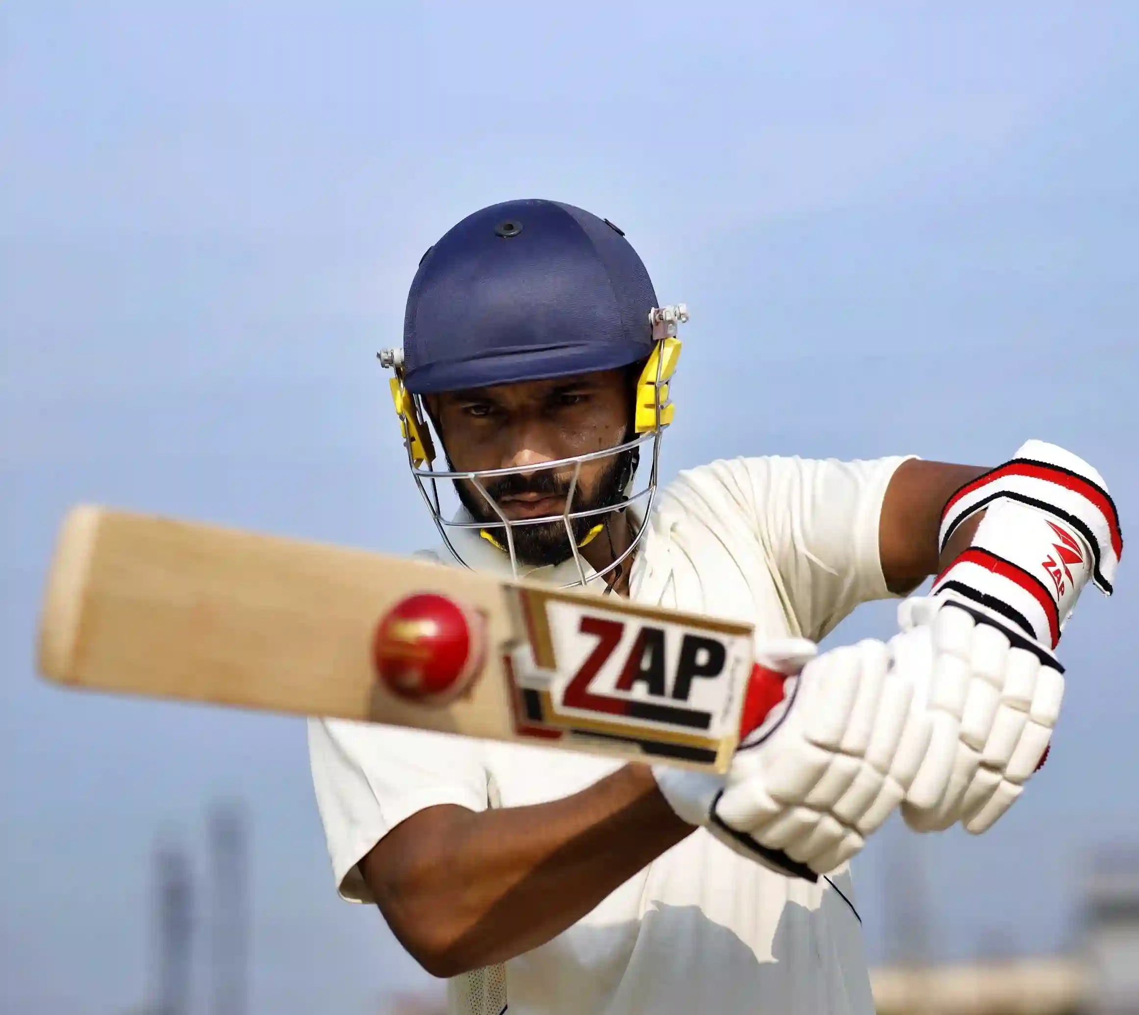 Batsman plays a pull shot with a ZAP Cricket Bat in hand