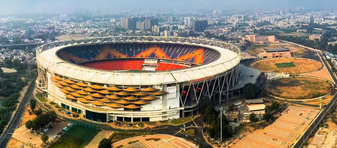 An aerial view of the Narendra Modi Stadium: The Largest Cricket Ground in the World