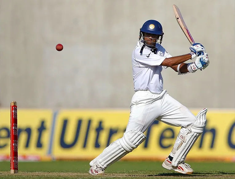 Rahul Dravid playing his iconic square cut shot in a test match
