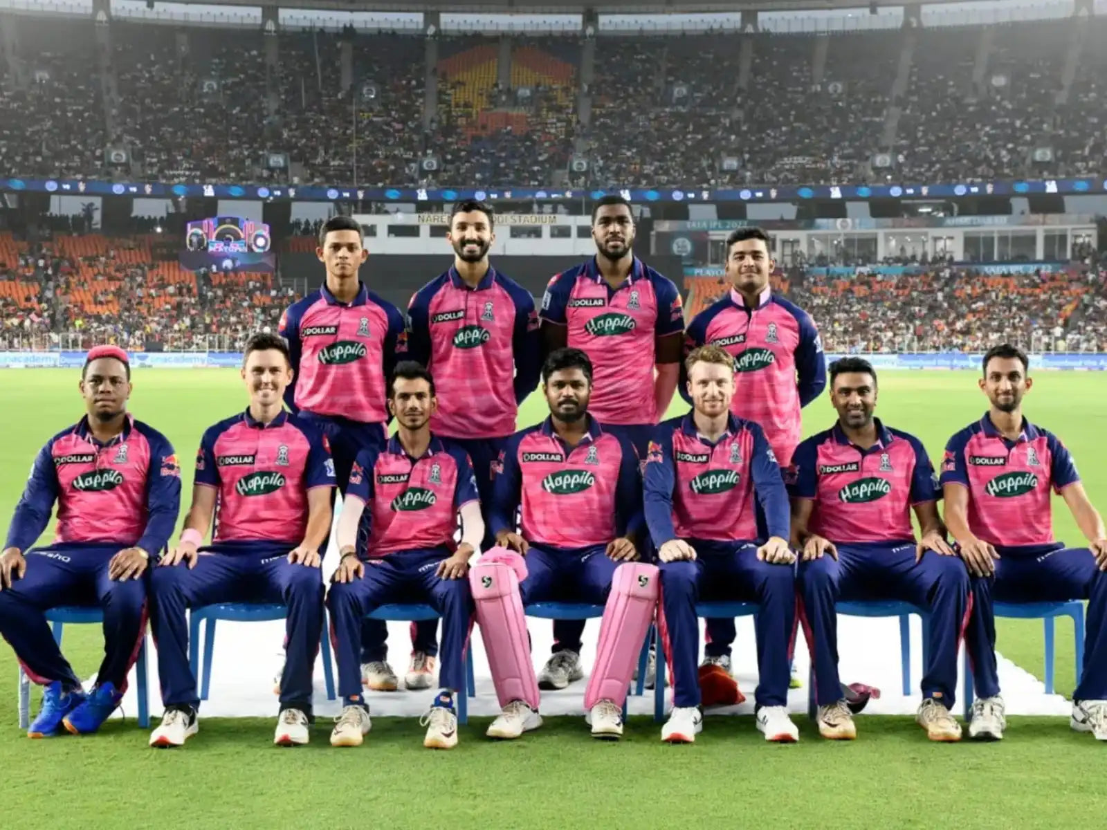 The Rajasthan Royals Team players pose for the IPL Team photo