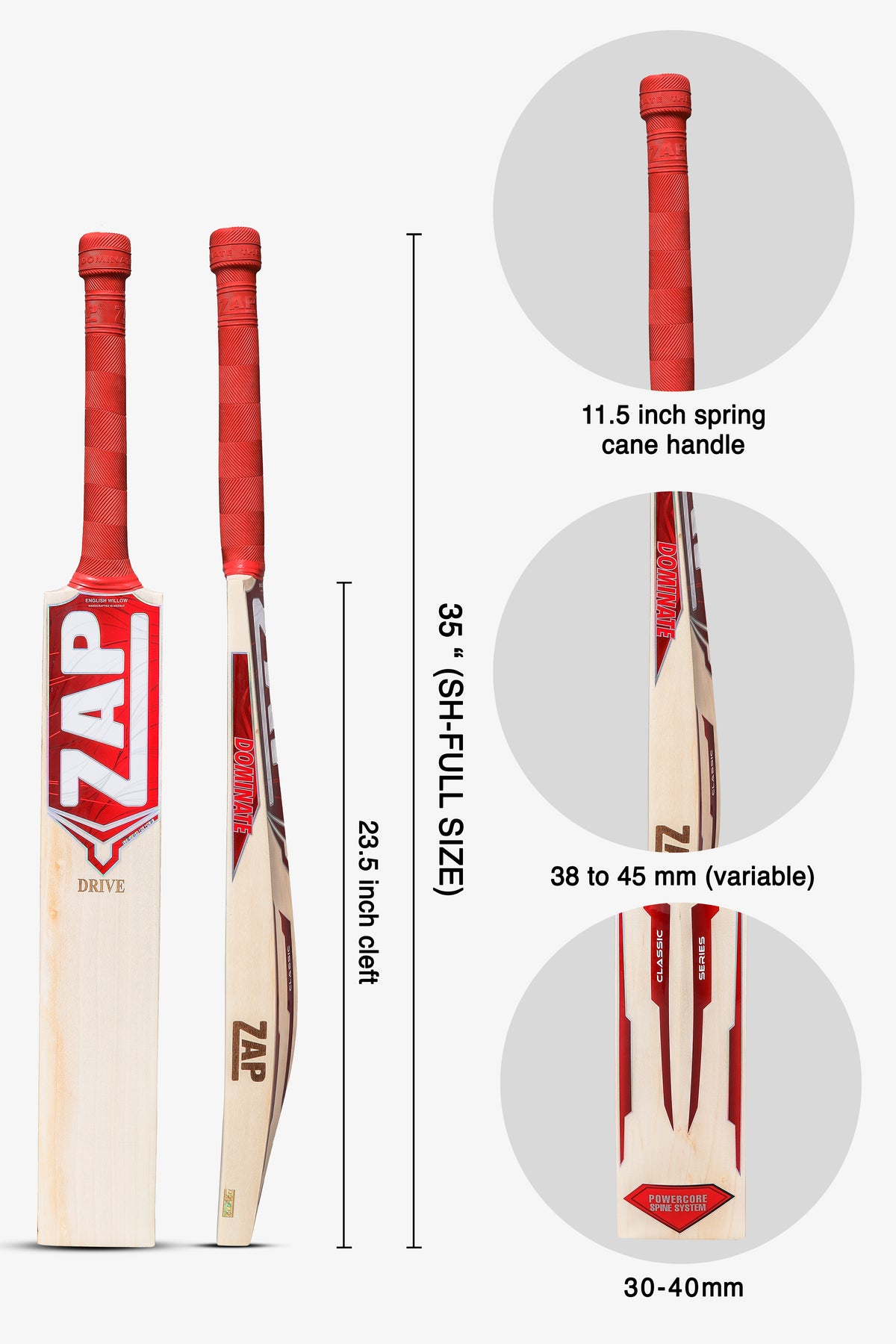 ZAP Classic Drive English Willow Bat (Grade 2)