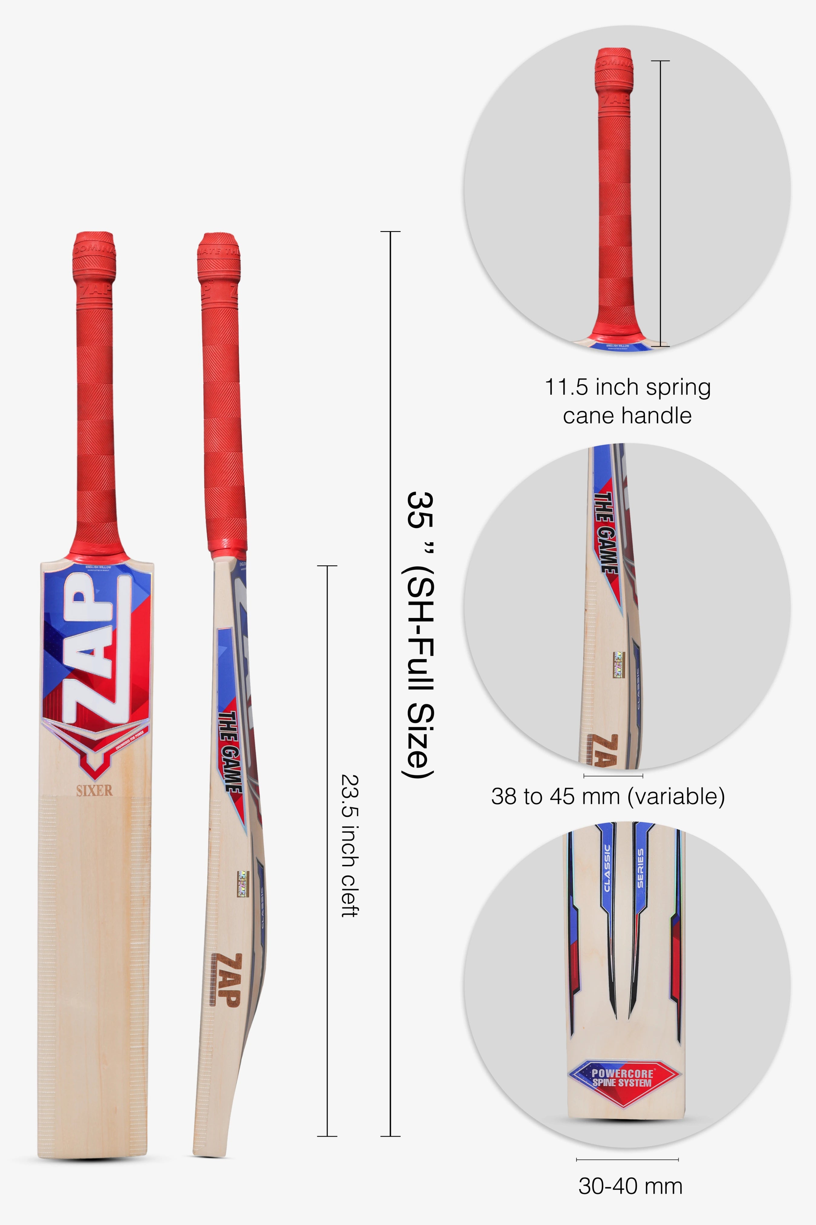 ZAP Classic Sixer English Willow Bat