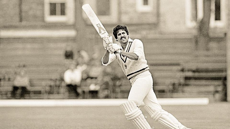 Kapil Dev plays a flick shot while batting