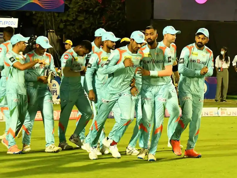 The Lucknow Super Giants IPL Team Players step onto the cricket ground for fielding