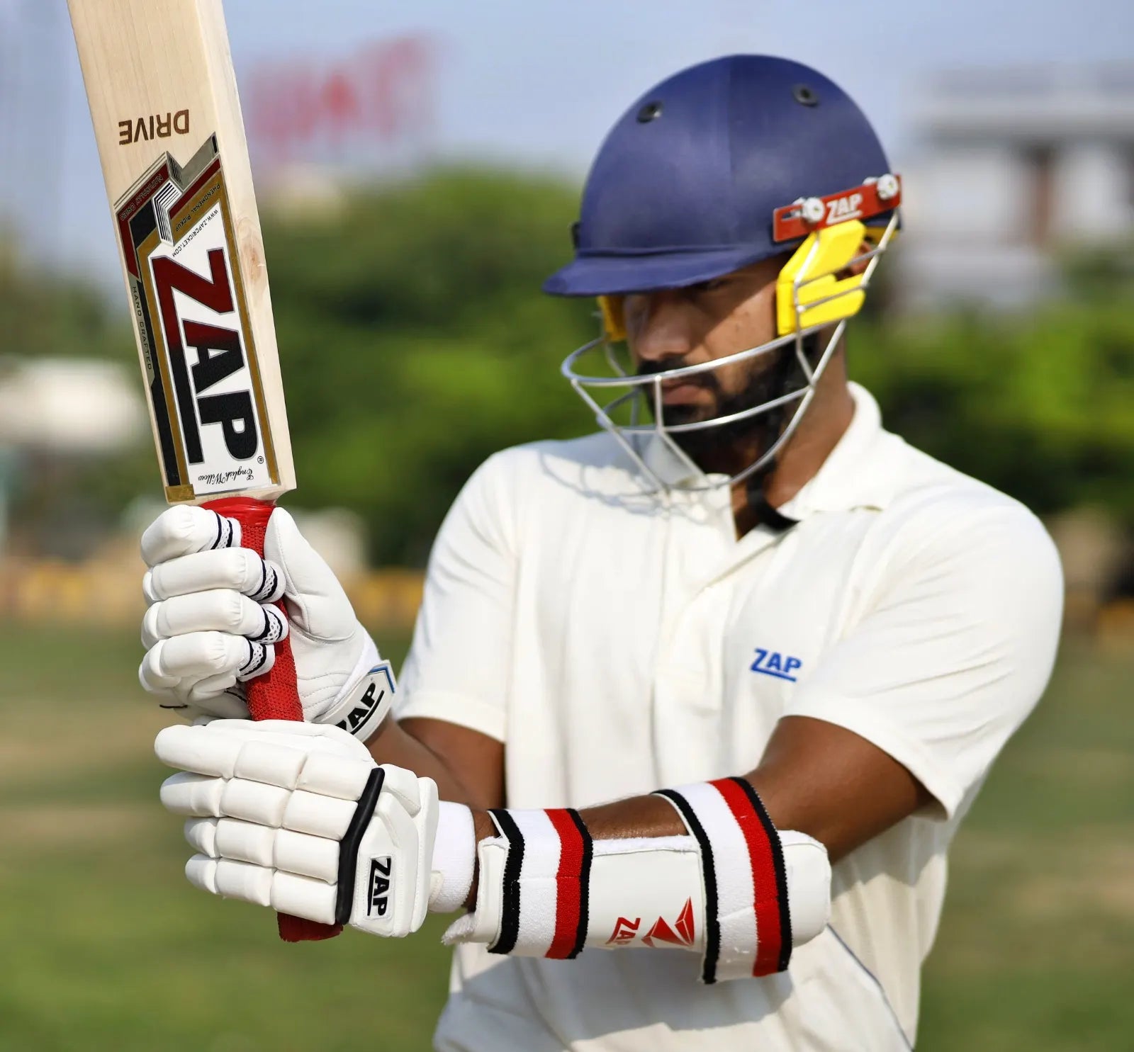 A Cricket PLayer Wearing the ZAP Cricket Kit