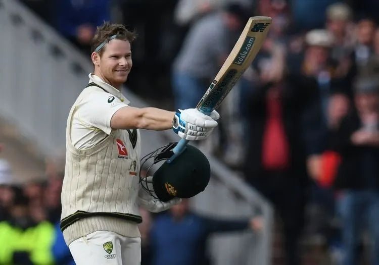 Steve Smith celebrates a century in a test match