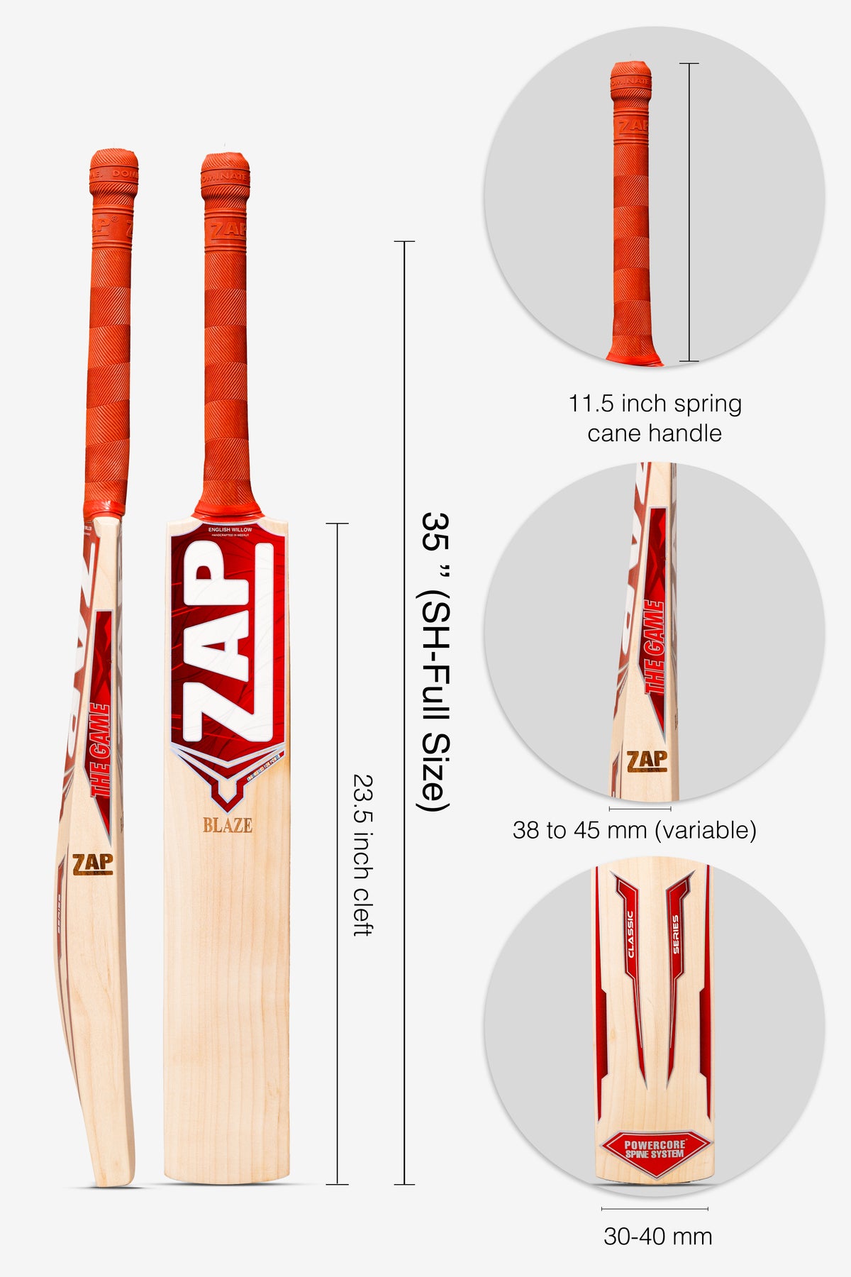 ZAP Classic Blaze English Willow Bat